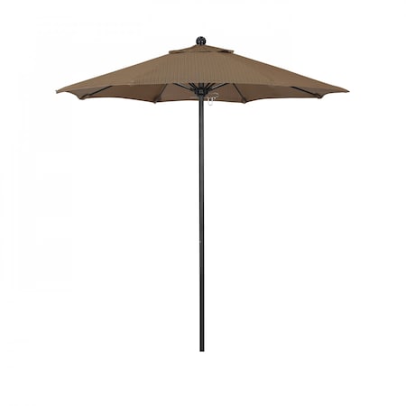 California Umbrella 7.5' Black Aluminum Market Patio Umbrella, Olefin Terrace Sequoia 194061334843